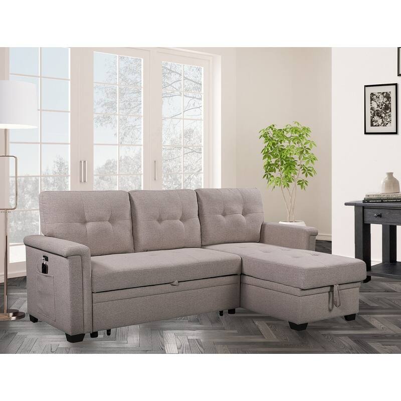 84" Sleeper Sofa, Tufted Back Sofa, Pillow Top Arm Sofa with USB