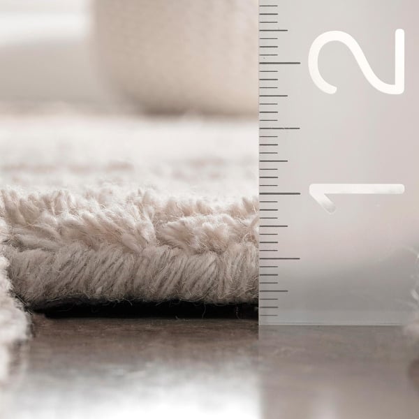 dimension image slide 1 of 2, Nuloom Handmade Plush Boho Tribal Diamond Tassel Shag Rug