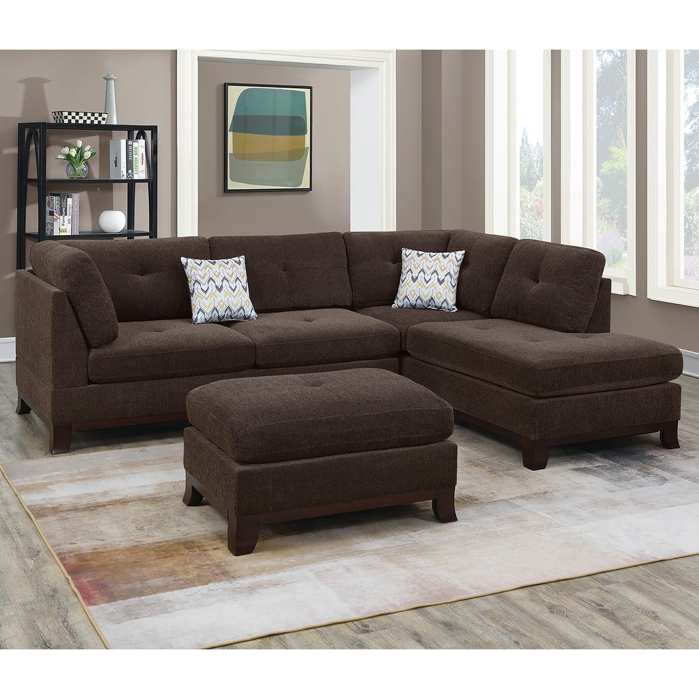 Poundex sectional set with ottoman deals