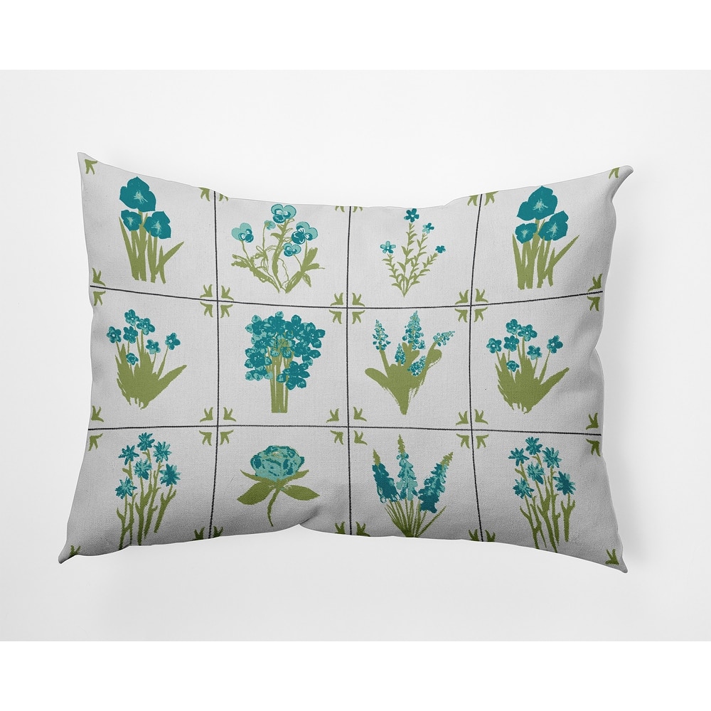 Framed Field Flowers Indoor/Outdoor Throw Pillow