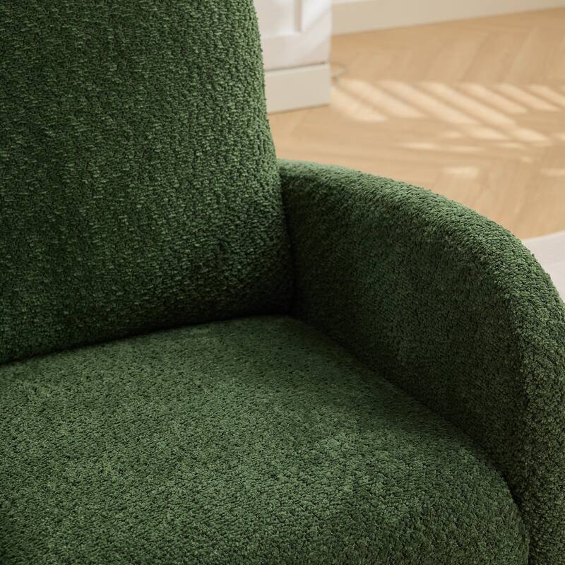 Mid-Century Modern Nursery Rocking Armchair Glider Rocker With Retractable Footrest For Living Room