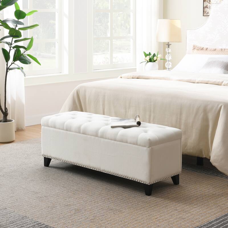 47.5" Storage Bench Ottoman Bench with Safety Close Hinge, End of Bed Bench Indoor Bench Lounge Bench Leisure Bench