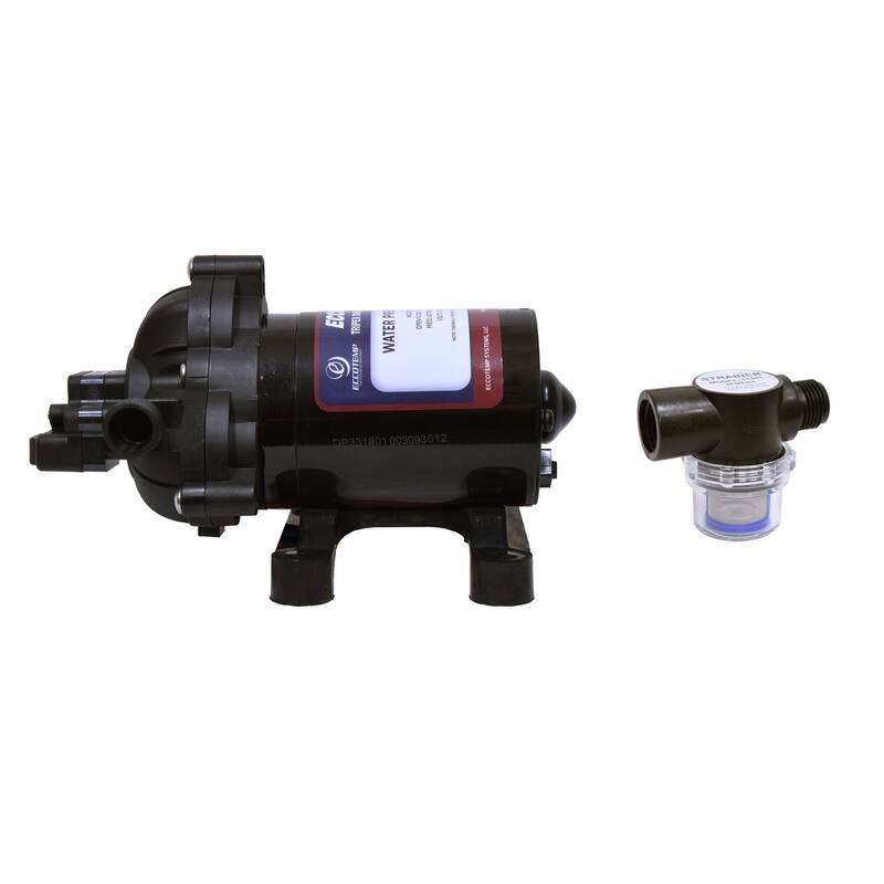 Eccotemp Luxé 1.5 GPM Outdoor Portable Tankless Water Heater w/ EccoFlo Diaphragm 12V Pump and Strainer