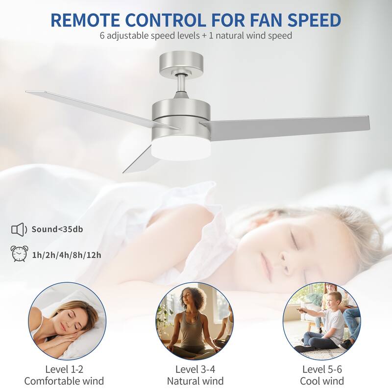 Moasis 52" Nickel 3-Blade LED Smart Ceiling Fan