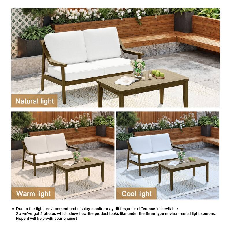 Outdoor Patio Wood Bistro Set/Loveseat Set