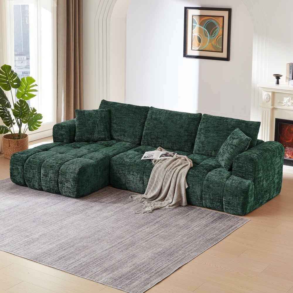 108.2" L-Shaped Chenille Luxury Oversized Sectional Sofa Free-combined Sofa, No Assembly Required