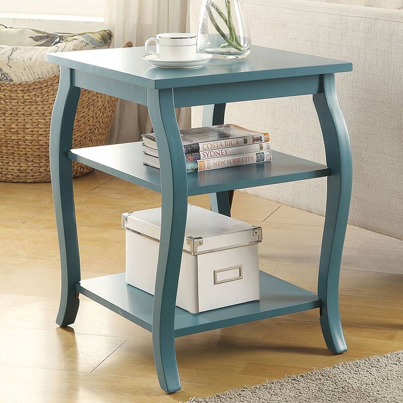 Square Top End Table with 2 Shelves