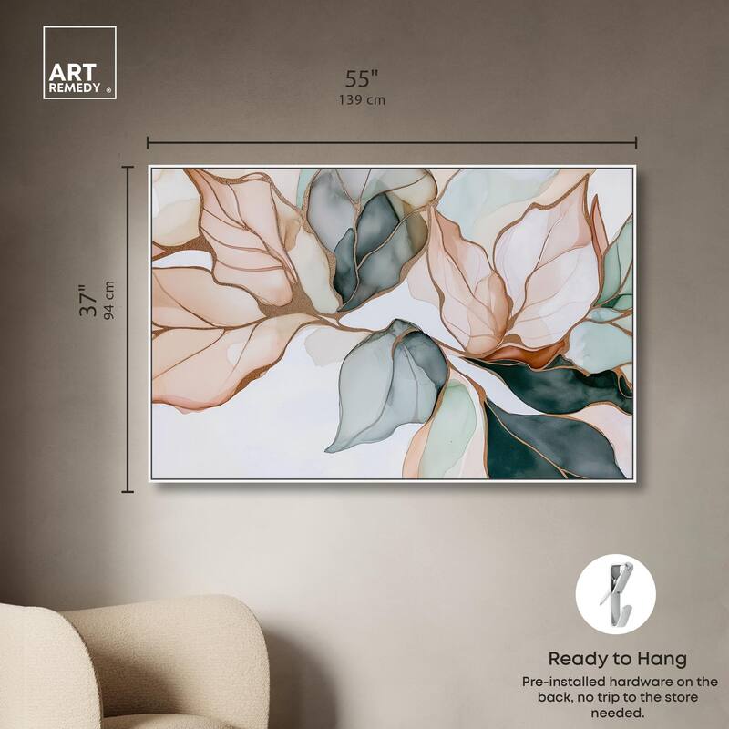 Golden Veined Leaves I Canvas by Art Remedy