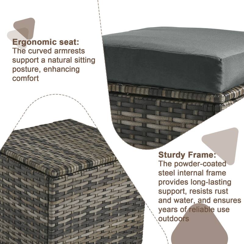 Outdoor Wicker Square Storage Ottoman with Plush Cushion