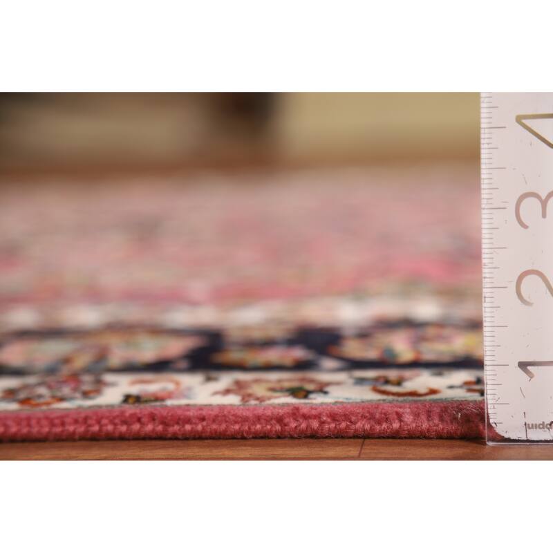 Floral Pink Tabriz Persian Rug Handmade Wool & Silk Carpet - 4'1"x 7'0"