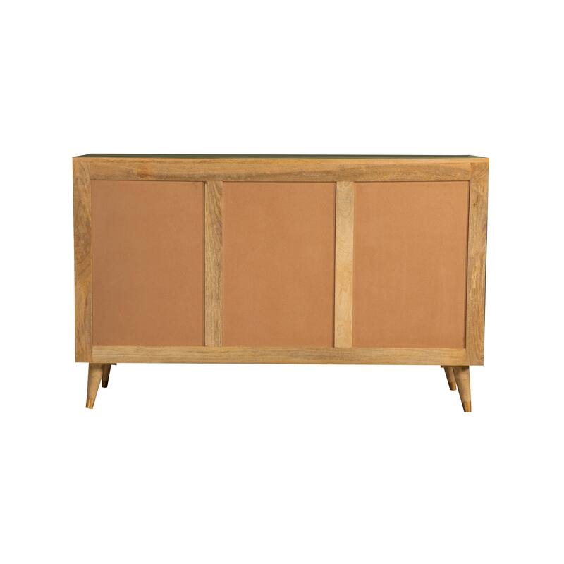 Austin Natural Checkered Pattern 3-door Accent Cabinet