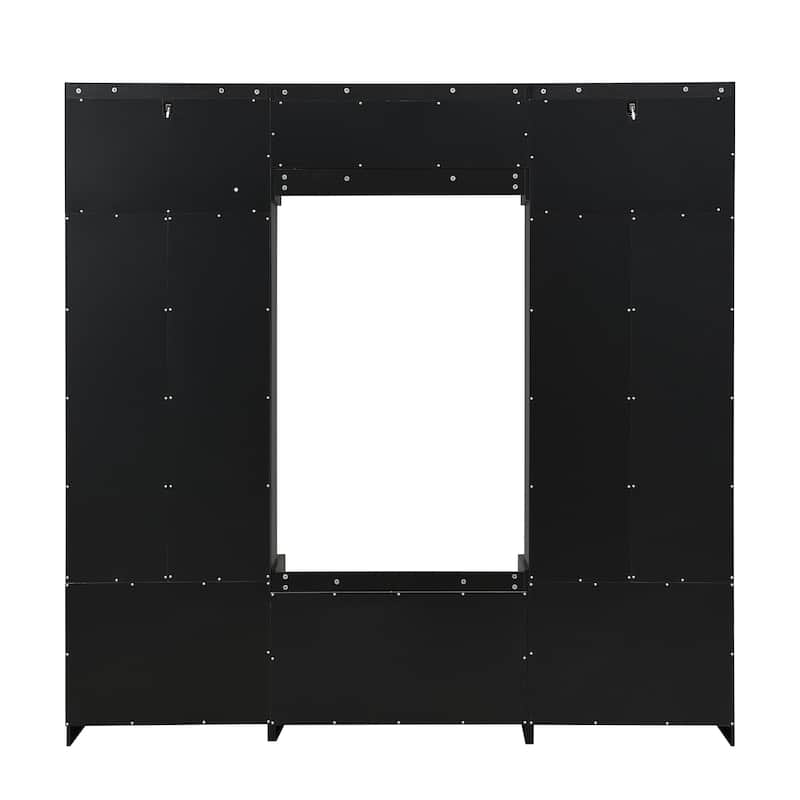 Hallway Tree with Shoe Storage, 79" Coat Rack with Shoes Cubbies & 7 Coat Hooks, 4-in-1 Entryway Wood Bench with Storage
