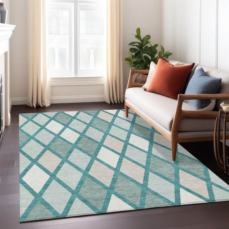 Machine Washable Indoor/ Outdoor Chantille Prism Diamond Rug