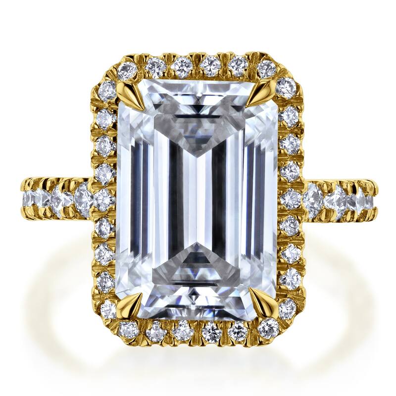 Kobelli Signature Collection Bold Series 5.6 Carats Lab Grown Diamond Certified 14k Solid Gold Emerald-cut Halo Eloise Ring - Yellow - 4.5