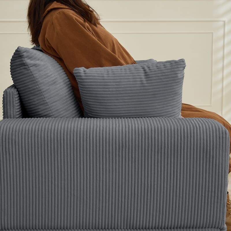 Mixoy 50 "D Sofa Chair with Ottoman, 2 Cushions, Large Corduroy Upholstered Comfy Chaise Lounge Deep Seat Sleeper Chair Indoor