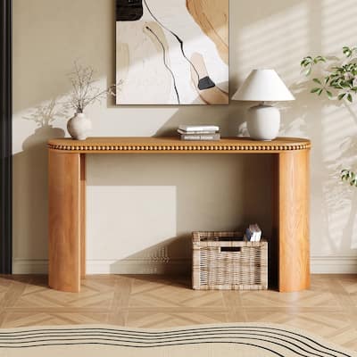 Mirod Vintage Console Table with Beaded Trim and Reversible Curved Legs