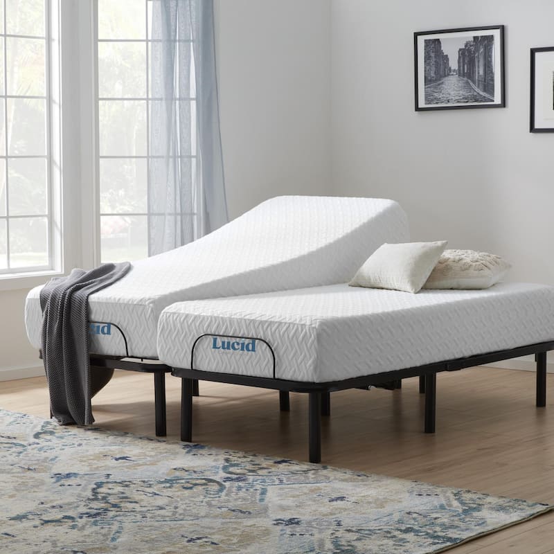 Lucid 12-inch Gel Memory Foam Mattress and Standard Adjustable Bed Set