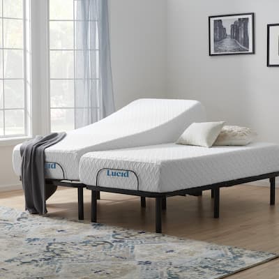 Lucid Comfort Collection 12-inch Gel Memory Foam Mattress and Standard Adjustable Bed Set