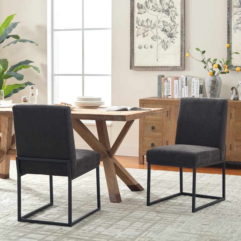 Mid Century Modern Dining Chair with Black Metal Legs