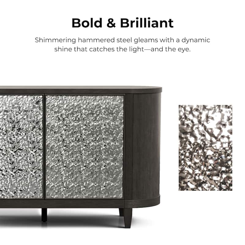 Furniture of America Piez Modern Ash Grey Wood 4-Shelf 2-Door Dining Server