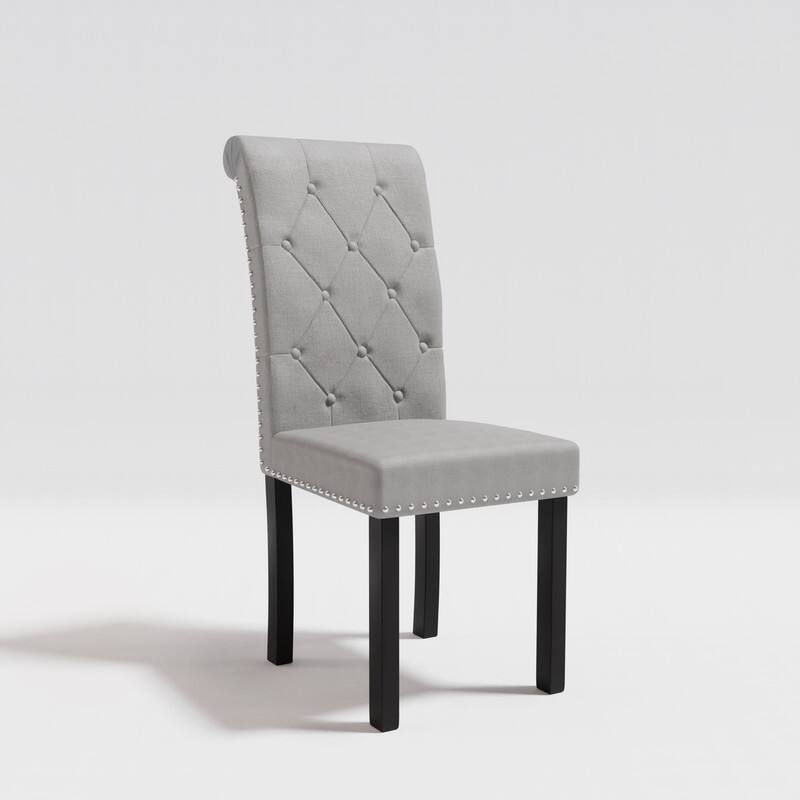 High-Back Tufted Nailhead Upholstered Dining Chairs (Set of 6)