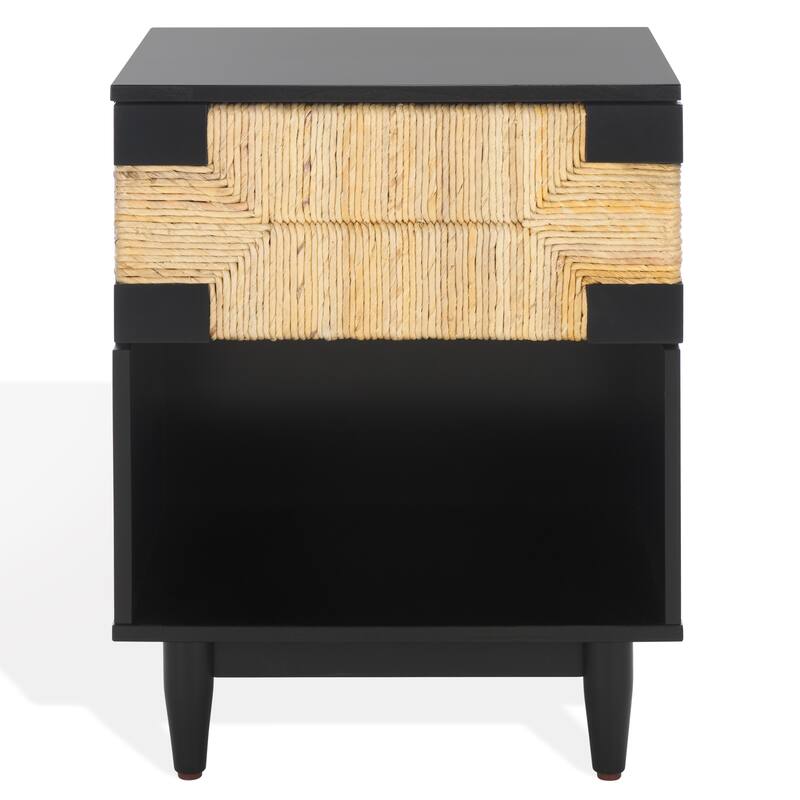 SAFAVIEH Couture Roseanne Banana Stem 1-Drawer Nightstand - Black/Natural
