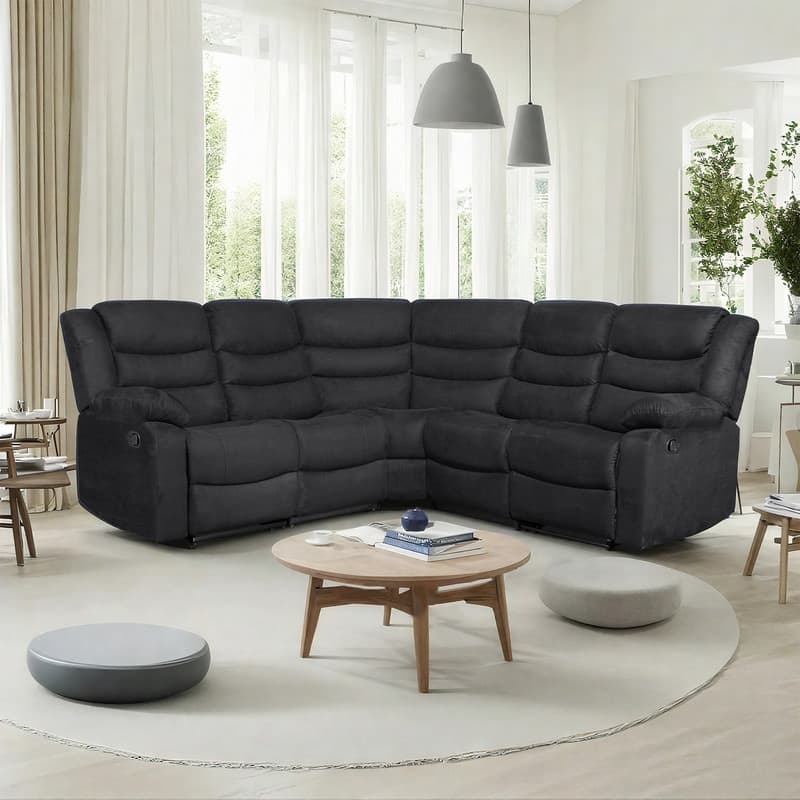 93" Width Polyester/Suede 5-Piece Manual Reclining Sectional Sofa