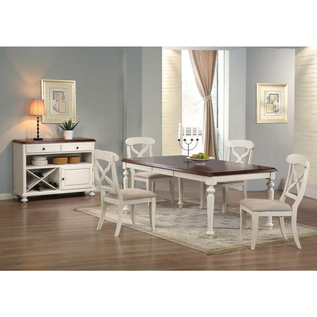 30 in. H, 9 -Piece Brown Round Wood Top with High Cross Back 8 Seating Dining Room Set