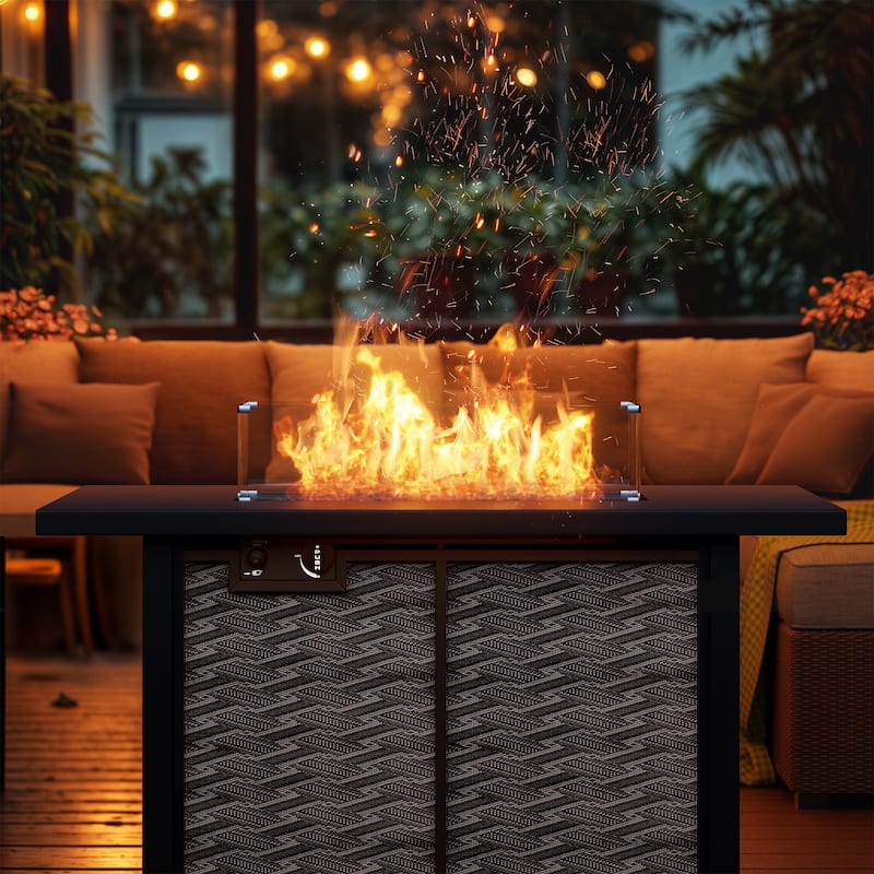 Futzca Square Outdoor Propane Fire Pit Table with Removable Cover - N/A