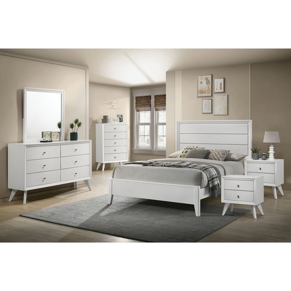 Furniture of America Kawi Modern 6-Piece White Wood Panel Bedroom Set