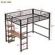 preview thumbnail 4 of 12, Industrial Full Size Metal Loft Kids Bed with Guardrail,Desk,Shelves