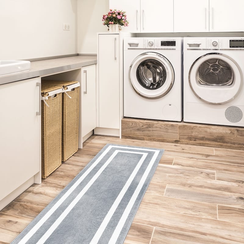 SussexHome Washable Ultra Thin Laundry Room Rug Runner - 20" x 59"