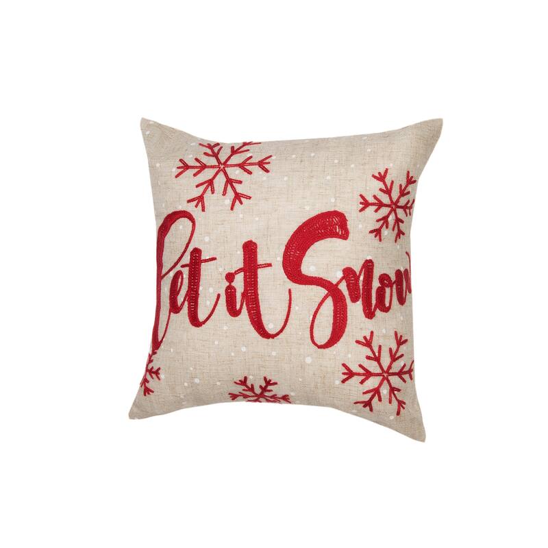 Let It Snow Embroidered Christmas Pillow, 14 by 14-Inch