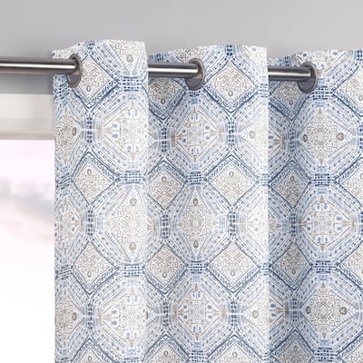 No. 918 Lido Global Inspired Medallion Semi-Sheer Grommet 1-Piece Curtain Panel, Single Panel