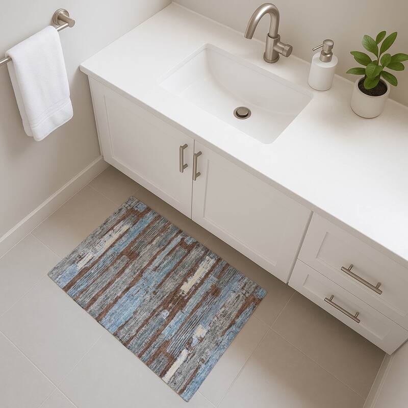Premium Washable Super Soft Abstract Stripes Mayfield Rug - Chocolate - 1'8" x 2'6"