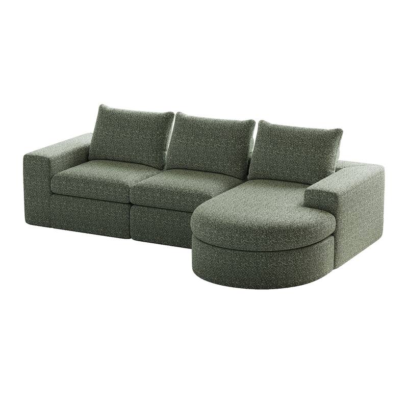 99" L-Shaped Chenille Sectional - 3-Piece Modular Cloud Sofa with Chaise, No Assembly Required