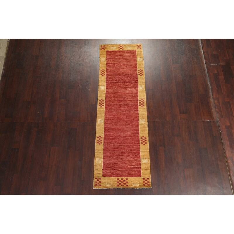 Geometric Gabbeh Kashkoli Oriental Runner Rug Wool Hand-knotted Carpet - 2'8" x 8'8"