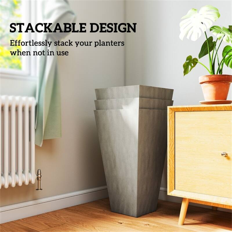 Square Garden Bed Planter for Herbs, Flowers, and Vegetables - 15.75" L x 15.75" W x 28" H