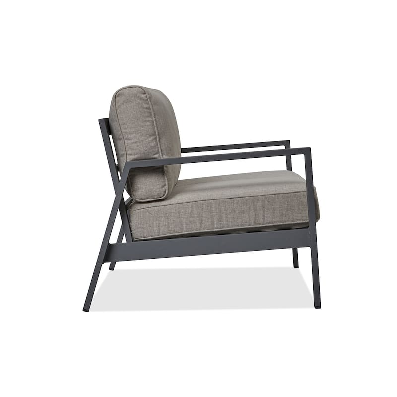 Aegean Outdoor Two Seat Sofa in Weathered Slate w/ Tan Cushions by Real Flame