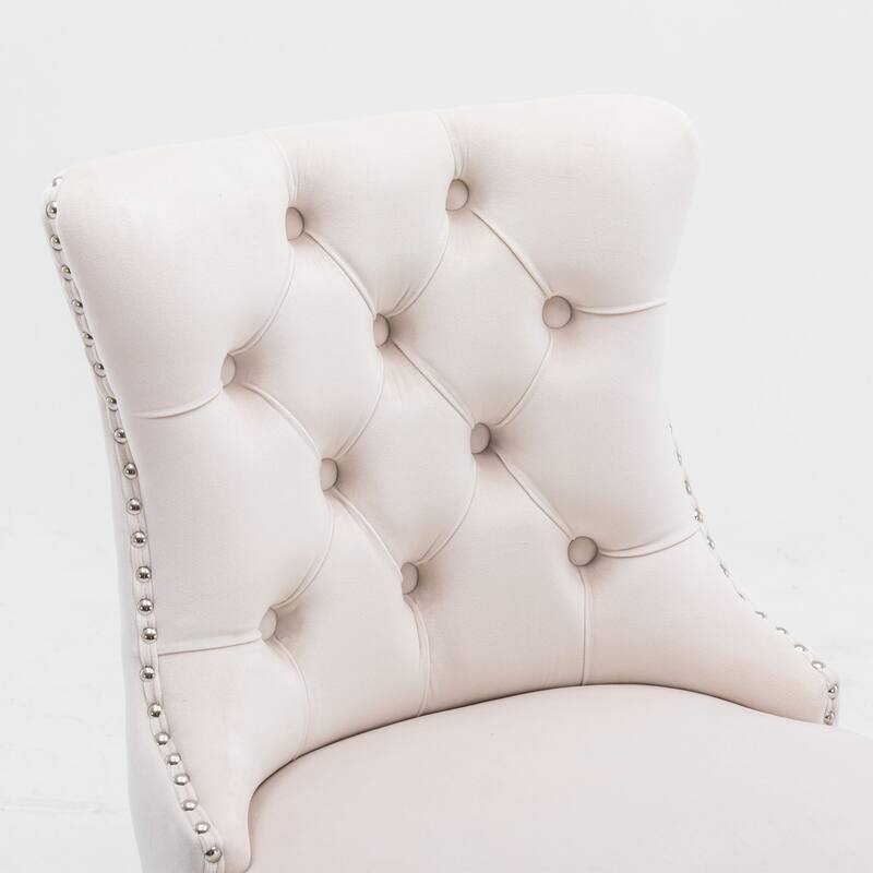 Contemporary Velvet Upholstered Barstools with Button Tufted Decoration