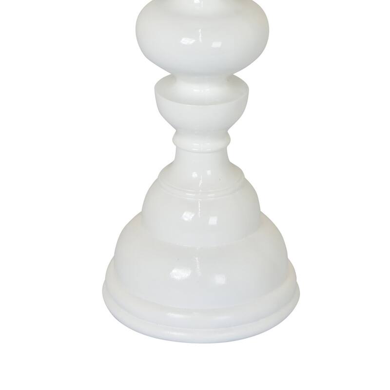 Naze Tabletop Candle Holder with Turned Accents, 23 Inch White Resin