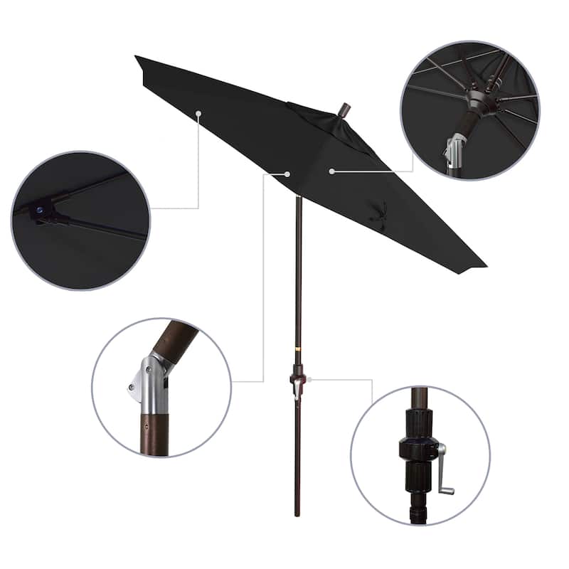 California Umbrella 7.5' Sun Master Patio Umbrella Bronze Aluminum Pole Fiberglass Ribs Crank Lift Tilt Sunbrella Cilantro