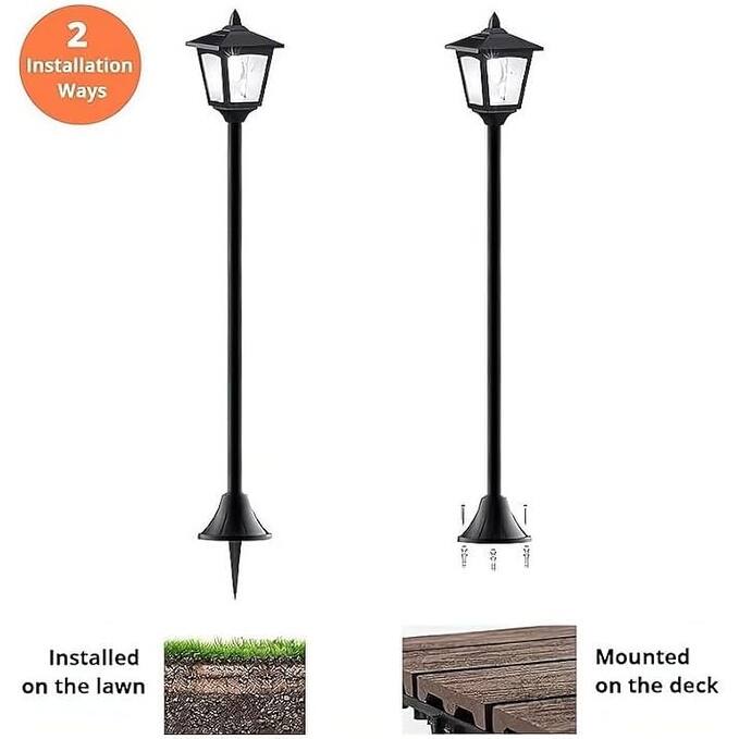 2 Pack 40" Solar Lamp Post Lights - IP65 Waterproof LED w/Dusk to Dawn Sensor for Yard & Drivewa - Black