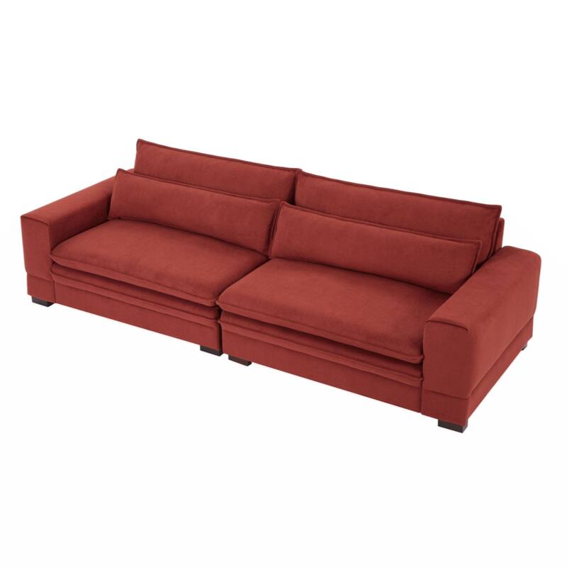 Mid-Century Modern Fabric Sofa, Upholstered Sofa Couch with two pillows Modern Loveseat Sofa for Living Room