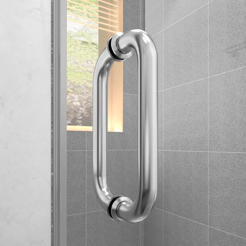 72" H Frameless Double Hinge Design Shower Door With Handle