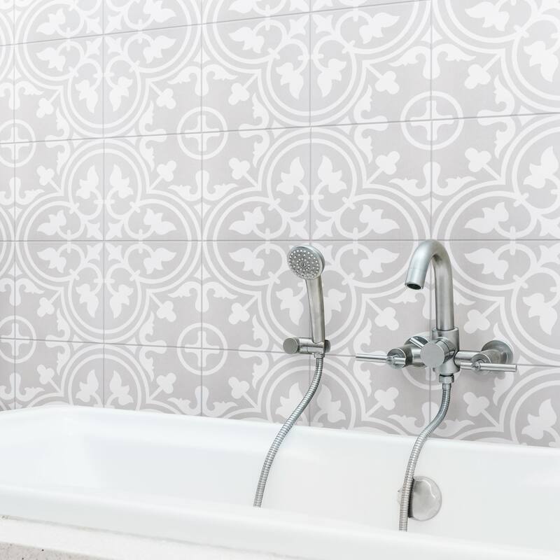 Merola Tile Arte Soft Grey 9-3/4" x 9-3/4" Porcelain Floor and Wall Tile