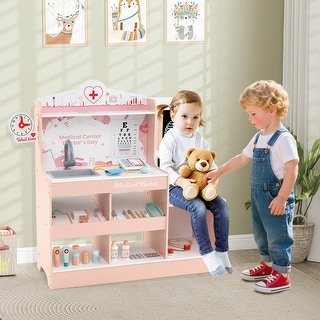 Kids Wooden Doctor Play Set with Vet Clinic Station for Boys Girls