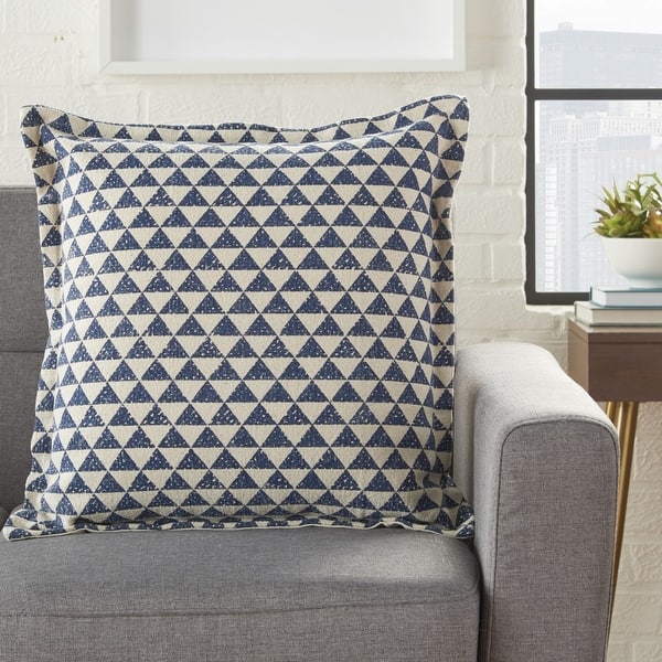 Indigo And Ivory Triangle Design Throw Pillow Indigo And Ivory Triangle Design Throw Pillow
