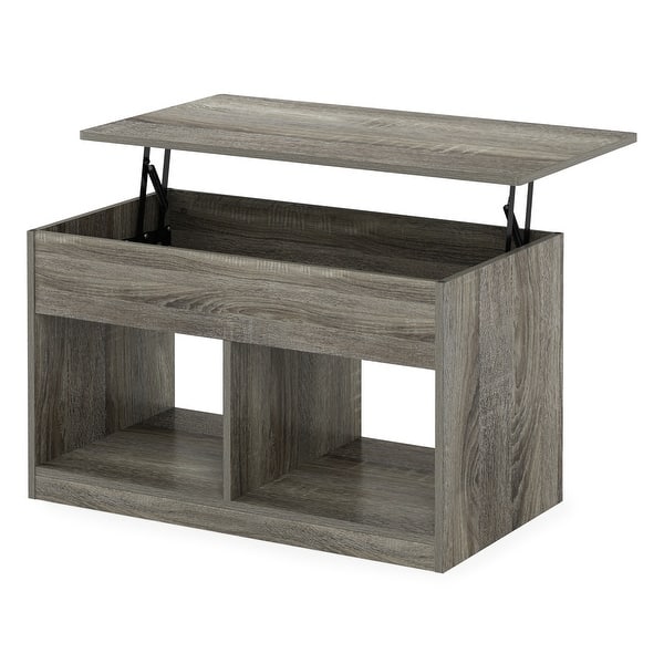 Coffee Tables Furinno Andrey Coffee Table With Storage Drawer - French Oak Grey & Black, Simple Modern Design Coffee Table Small