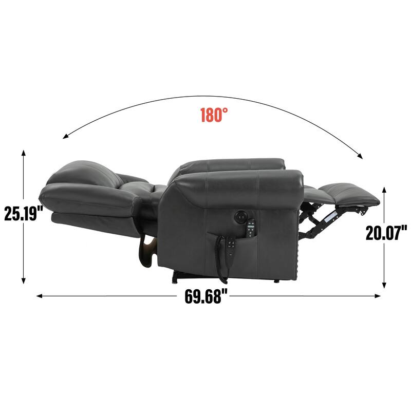 Power Lift Recliner Chair Heat Massage Dual Motor Infinite Position Up to 350 LBS, Heavy Duty Motion Mechanism with USB Ports